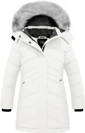ZSHOW Girls' Winter Coat Insulated Long Parka Warm Hooded Puffer Jacket