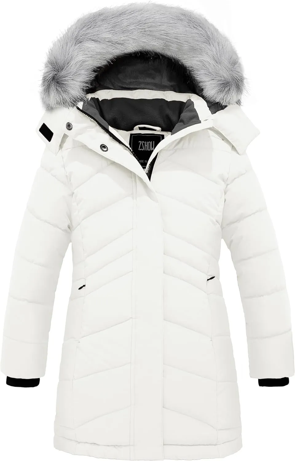 ZSHOW Girls' Winter Coat Insulated Long Parka Warm Hooded Puffer Jacket